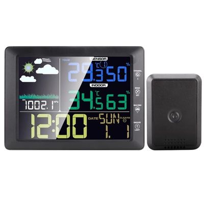 China TS-8210 Wireless Color Screen Weather Station Clock Indoor Outdoor Temperature Humidity Meter Forecast Sound Control supplier