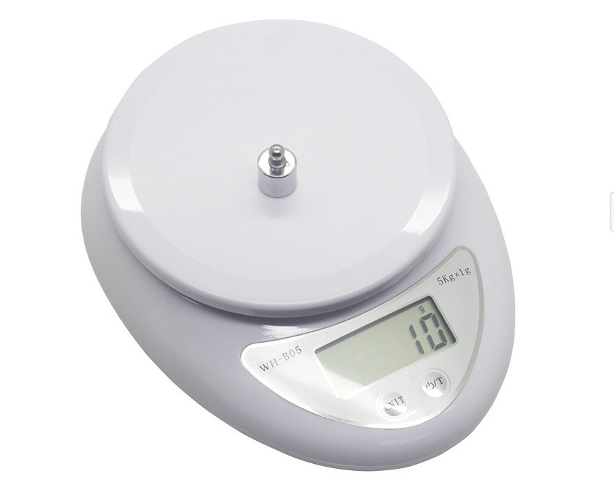 WhB05 Electronic Digital Kitchen Food Scale 5kg/1 g, White Nutrition