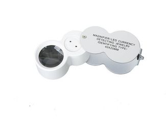 China NO.9888 40X  25mm Currency Detecting Silver LED Pocket Loupe supplier