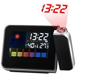 China Digital LCD Clock Snooze Alarm Clock Temperature And Humidity Meter Color Display LED Backlight Desktop Clocks Projector supplier