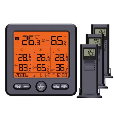 China TS-6210 3 In 1 Wireless Indoor Outdoor Thermometer For Weather Station digital weather thermometer with clock calendar supplier