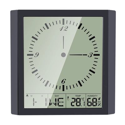 China TS-8675 Modern Simple Electronic Square Needle Clock Big LCD Digital Thermometer Hygrometer Desktop Alarm Clock supplier