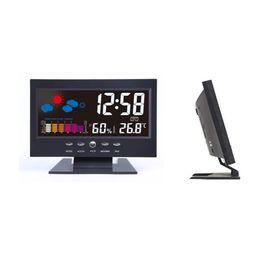 Multificational Colorful LED Display Screen Digital Weather Station Clock for Home Bedroom with Backlight supplier