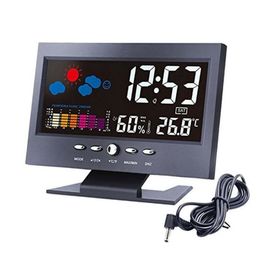 Multificational Colorful LED Display Screen Digital Weather Station Clock for Home Bedroom with Backlight supplier