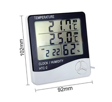 HTC-2 LCD Digital Thermometer Hygrometer Weather Station Wireless Temperature Humidity Tester Indoor Outdoor Probe Clock supplier