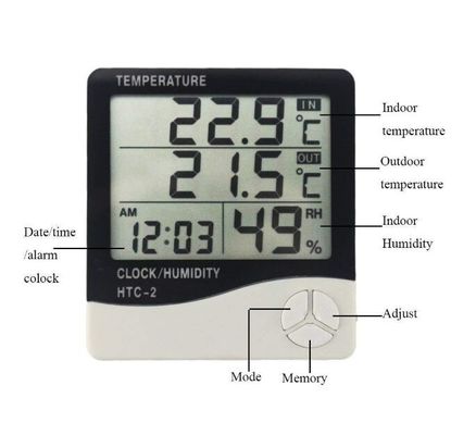 HTC-2 LCD Digital Thermometer Hygrometer Weather Station Wireless Temperature Humidity Tester Indoor Outdoor Probe Clock supplier