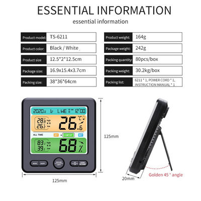 TS-6211 LCD Display Wall-Mounted Desktop Indoor High-Precision Temperature And Humidity Meter Household Electronic Alarm supplier