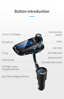 T91 Car Wireless MP3 Music Player LCD Screen Car Hands-Free Phone FM Transmitter QC3.0 Fast Charge supplier